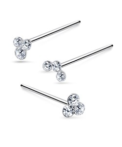 3 Silver Nose Stud Sets NSK-SET-1109